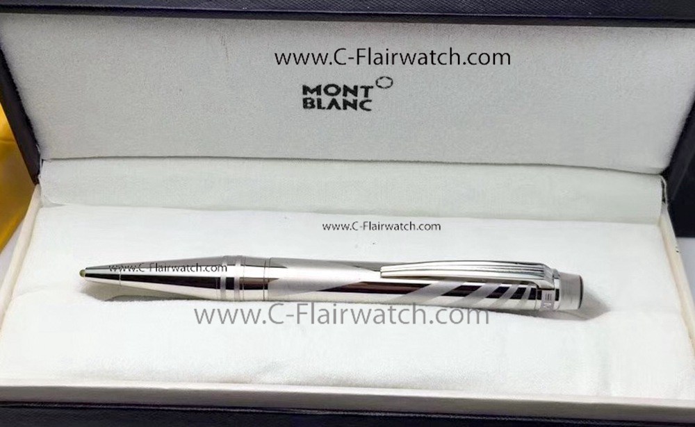 2018 Replica Mont Blanc Ceramics Doue Silver Ballpoint Pen
